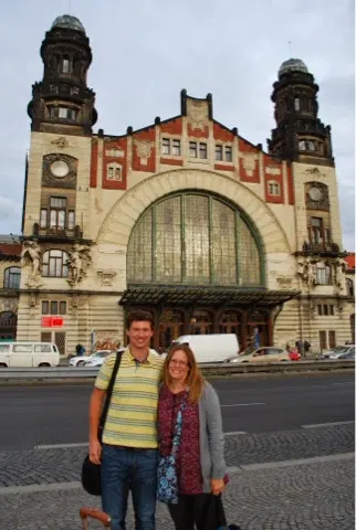 With Michal in front of train station....