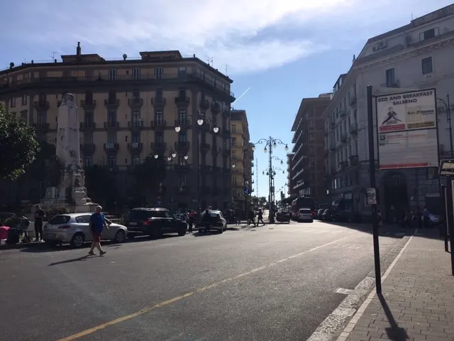The plaza outside the Salerno train station....