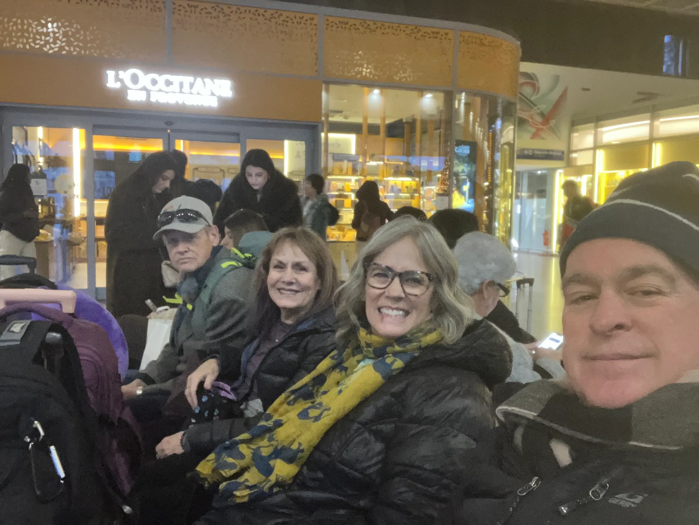 Us at Venice train station waiting for the platform to post for our train.