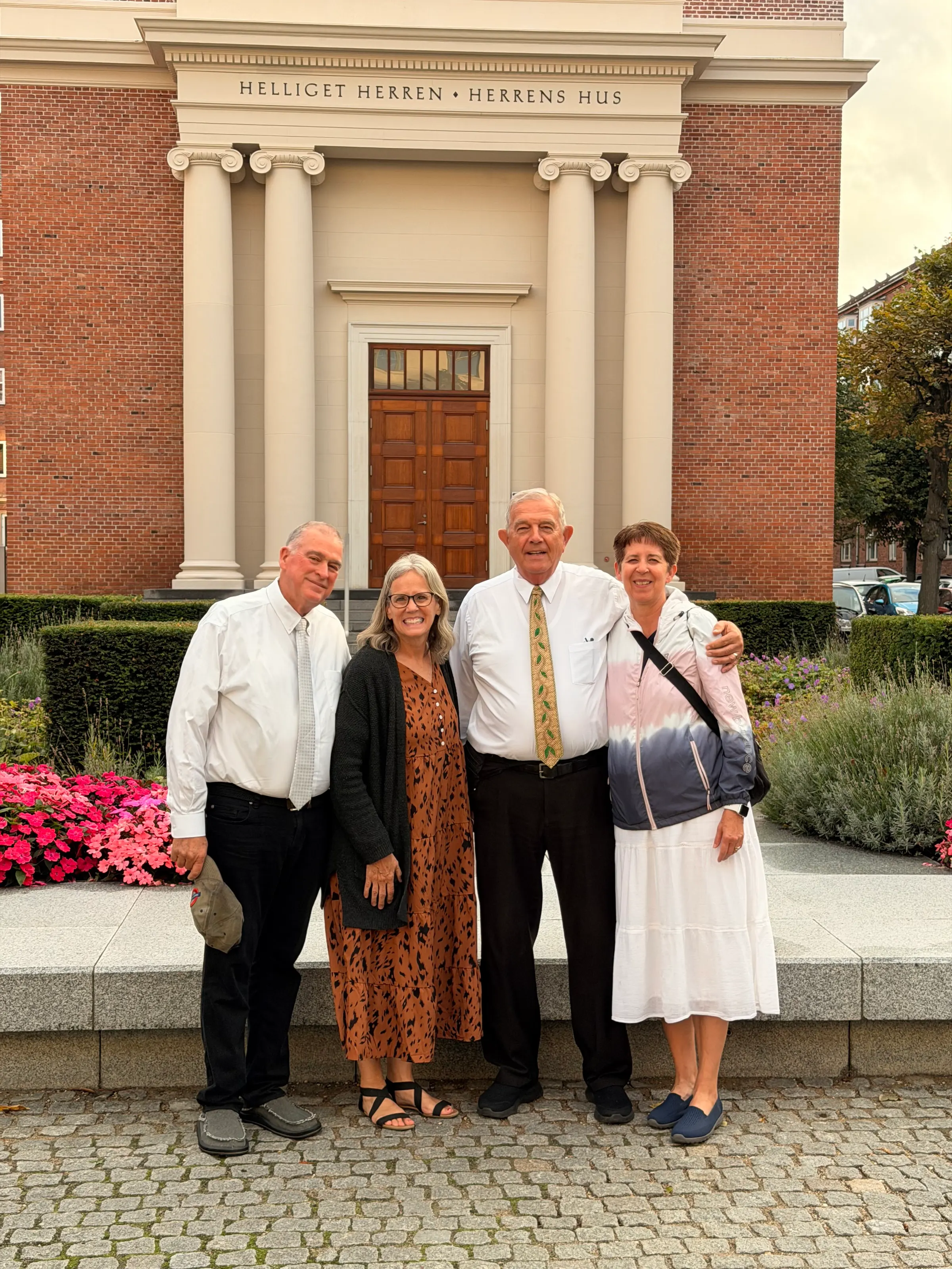 Us and the Nelson’’s out front of the temple. To get in this temple, you have to ring a door bell and then someone unlocks the big doors that you see behind us.