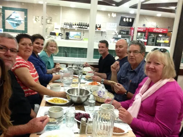 Eating dinner at St. Peter's Fish....
