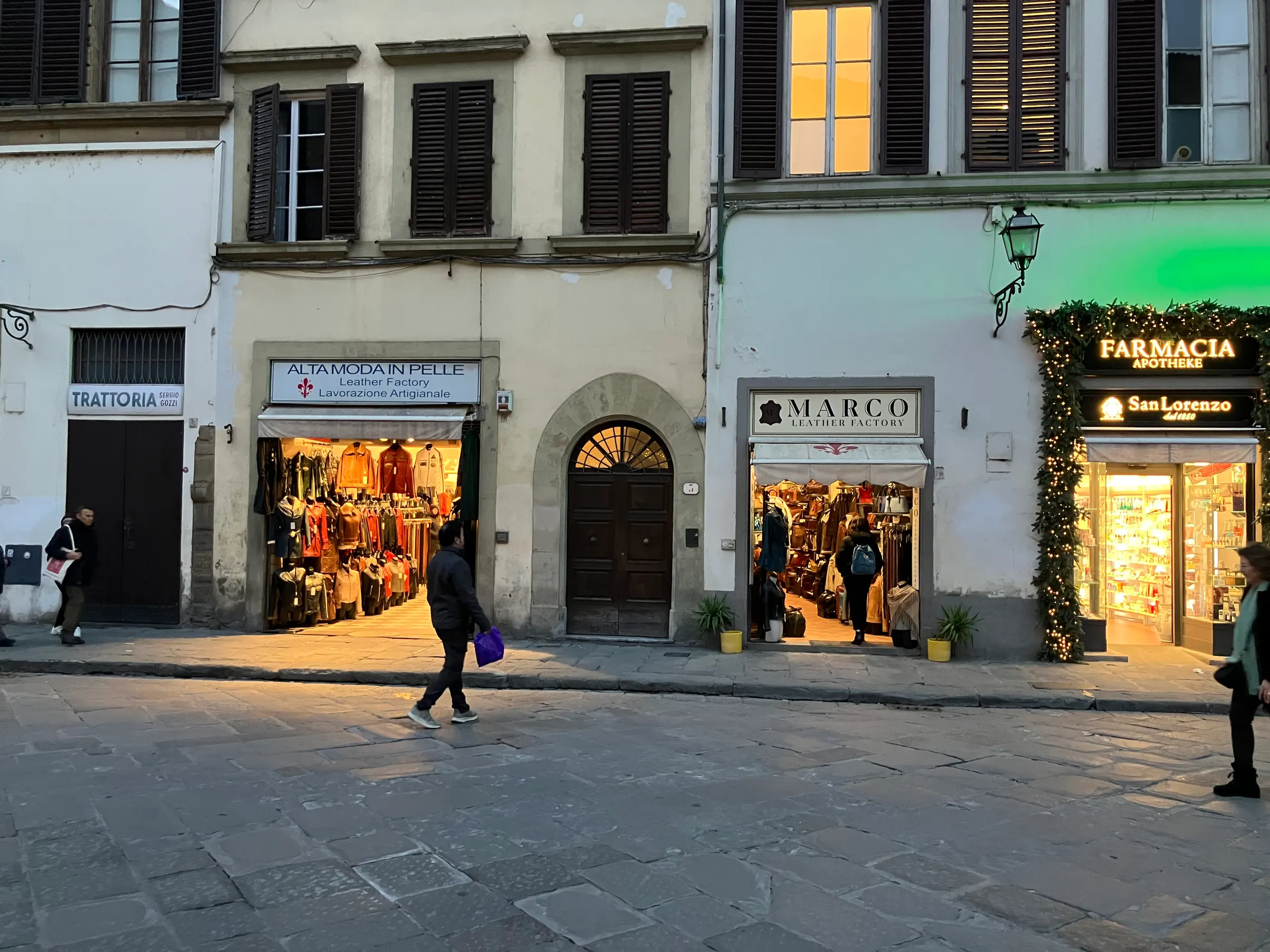 I took this picture to show the two leather shops. This does not begin to demonstrate the number of leather shops in this town. Holy smokes…on every corner.