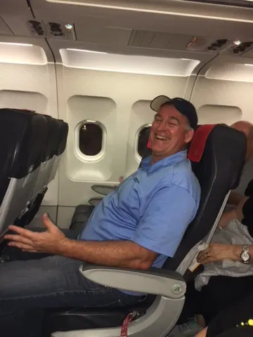 I was pretty pleased that I had no one next to me on my flight to Athens. What you don't see is that 2 more bus loads of people showed up and filled the plane. I had a mother and her daughter next to me.