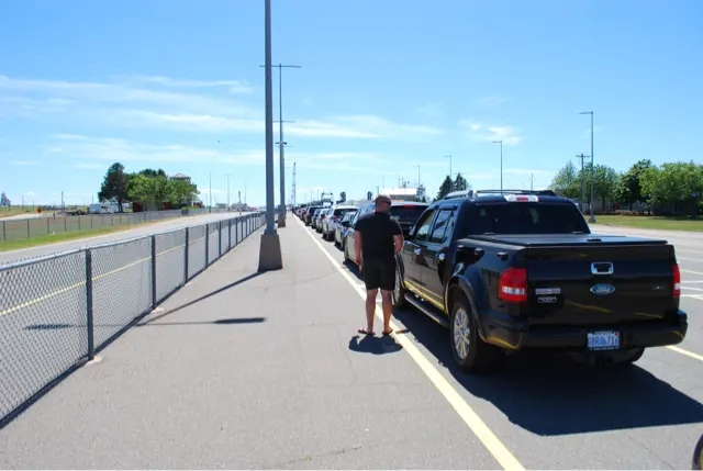 Waiting to get on the ferry....
