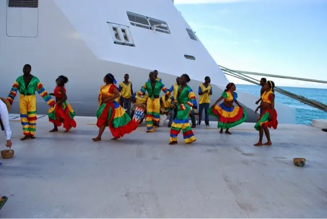 A group of Haitians singing and dancing as we approached the ship on our way back.....