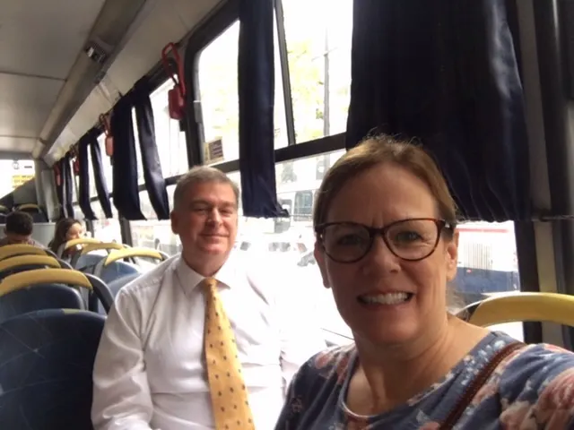I really did not want to get into a white shirt and tie...kind of hot and humid to me on the buses. But I did...and I was glad I did. Turned out well.