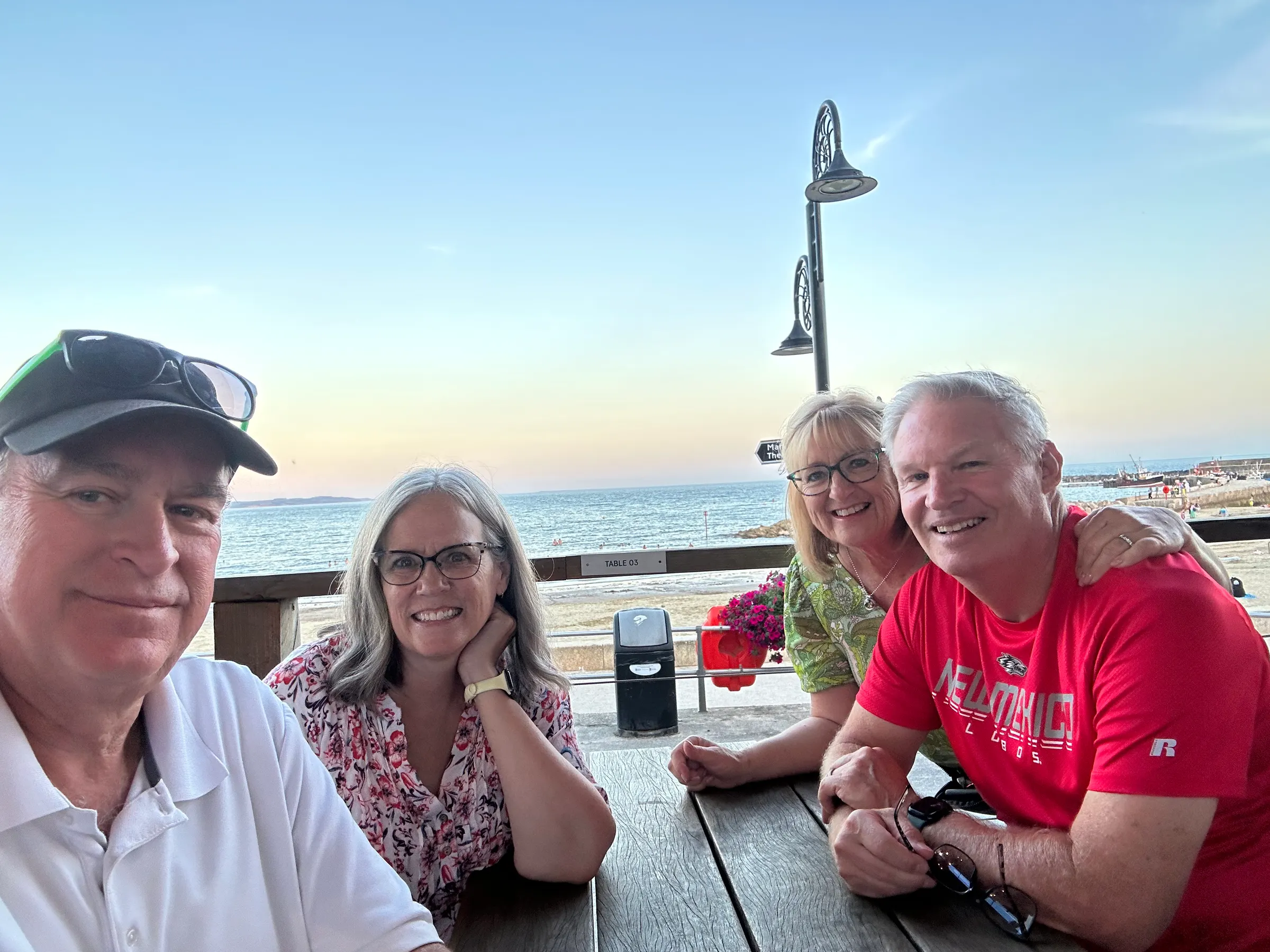Enjoying dinner on the beach at Lyme Regis.