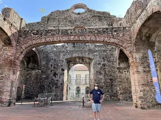 There were lots of old buildings, churches, that were left standing that you could walk through. They talked about this one and the so called arch that was not quite an arch that they had created.
