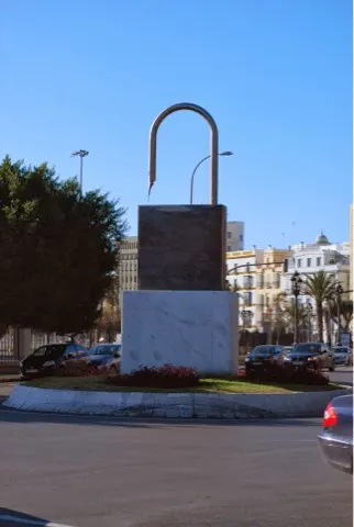 Monument to Pad Locks in Cadiz. Who knows why such a monument exists!