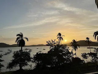 Sunsets have been amazing here from our balcony. This is one of many pictures of sunsets that we have.