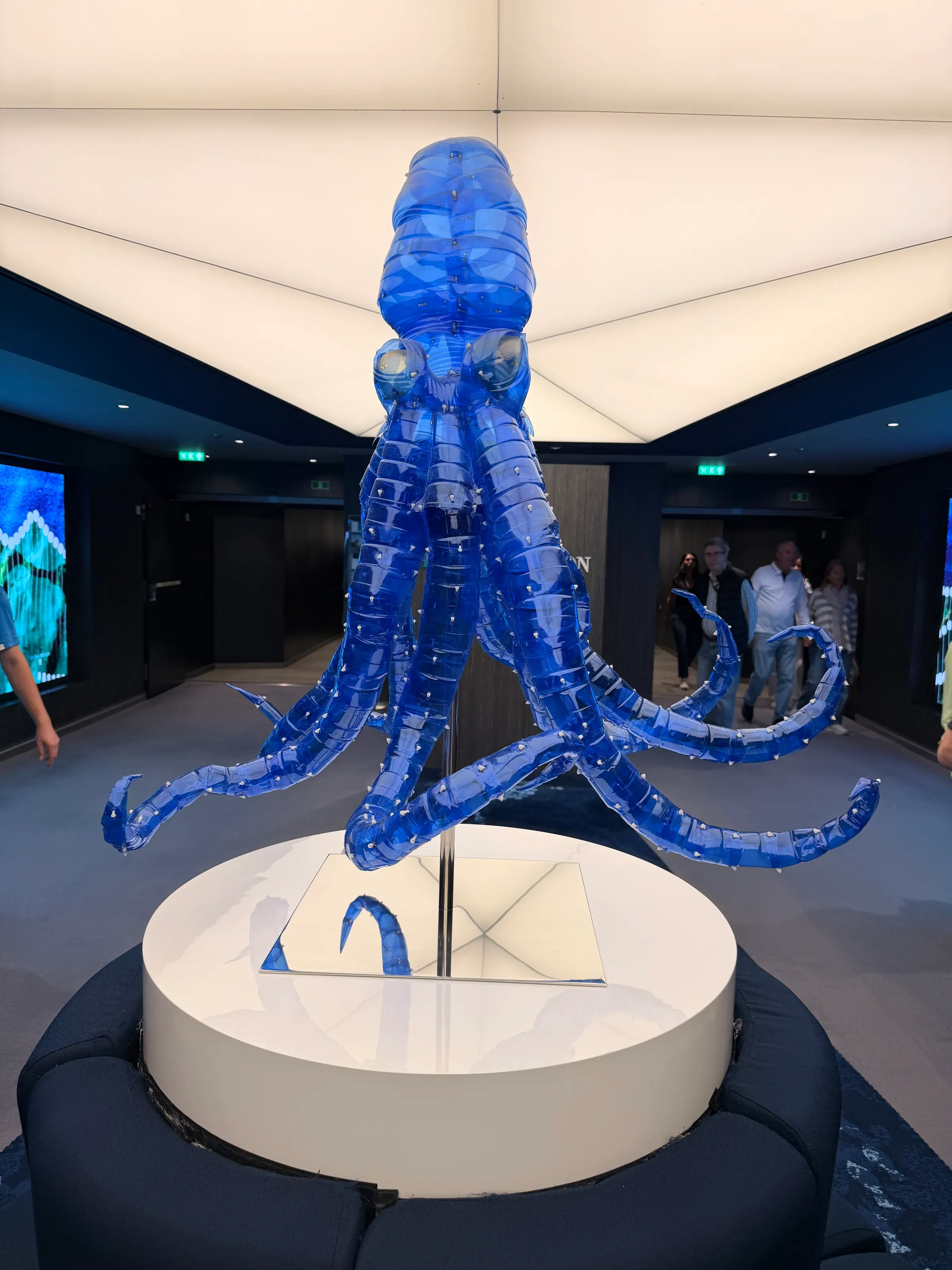 They have sculptures made from plastic bottles retrieved from the sea.