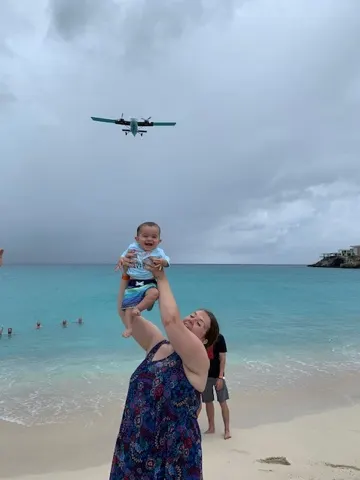 A prop plane approaching to land....