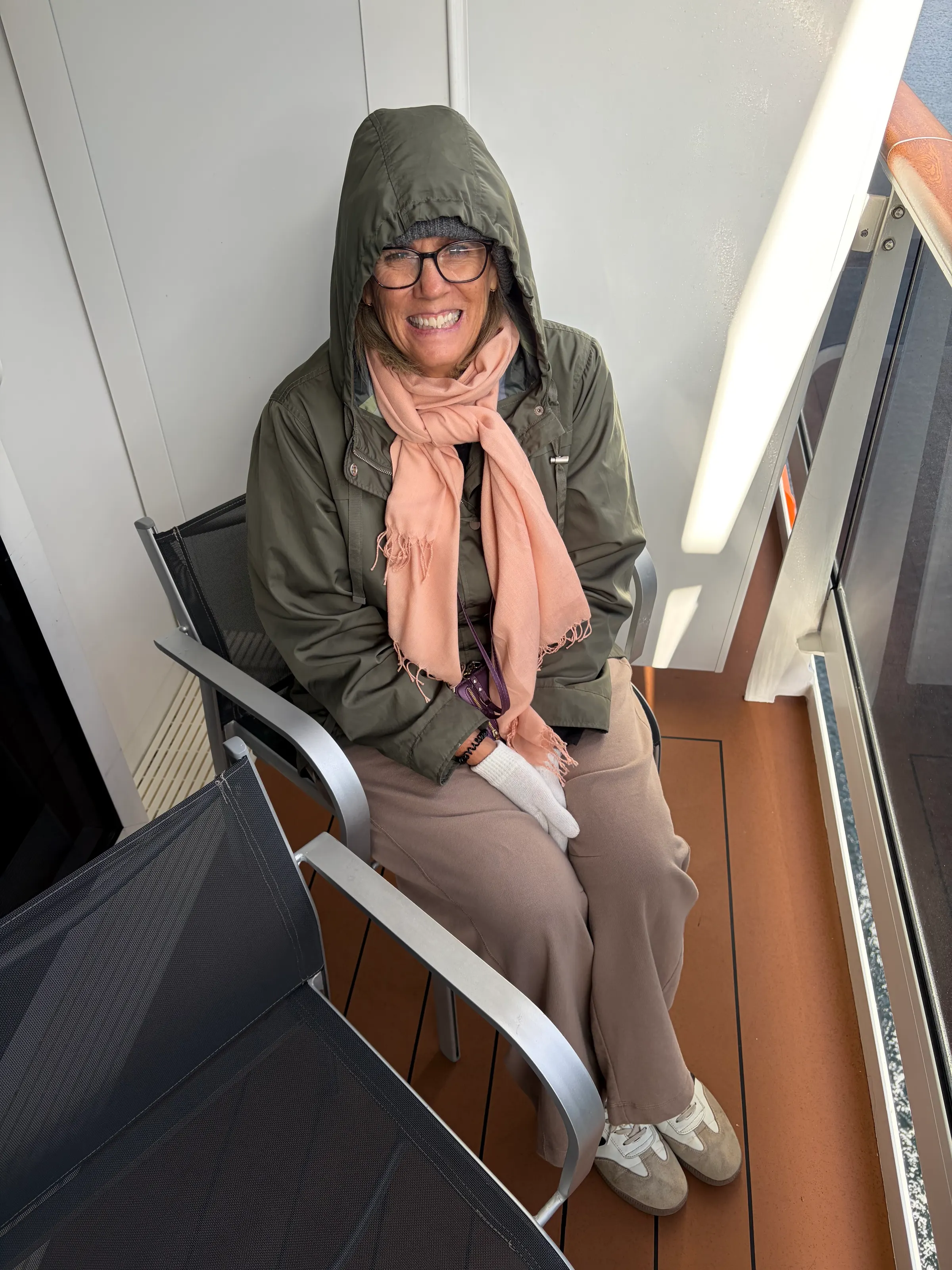 It was cold in the morning. Denise couldn’t get enough layers on.