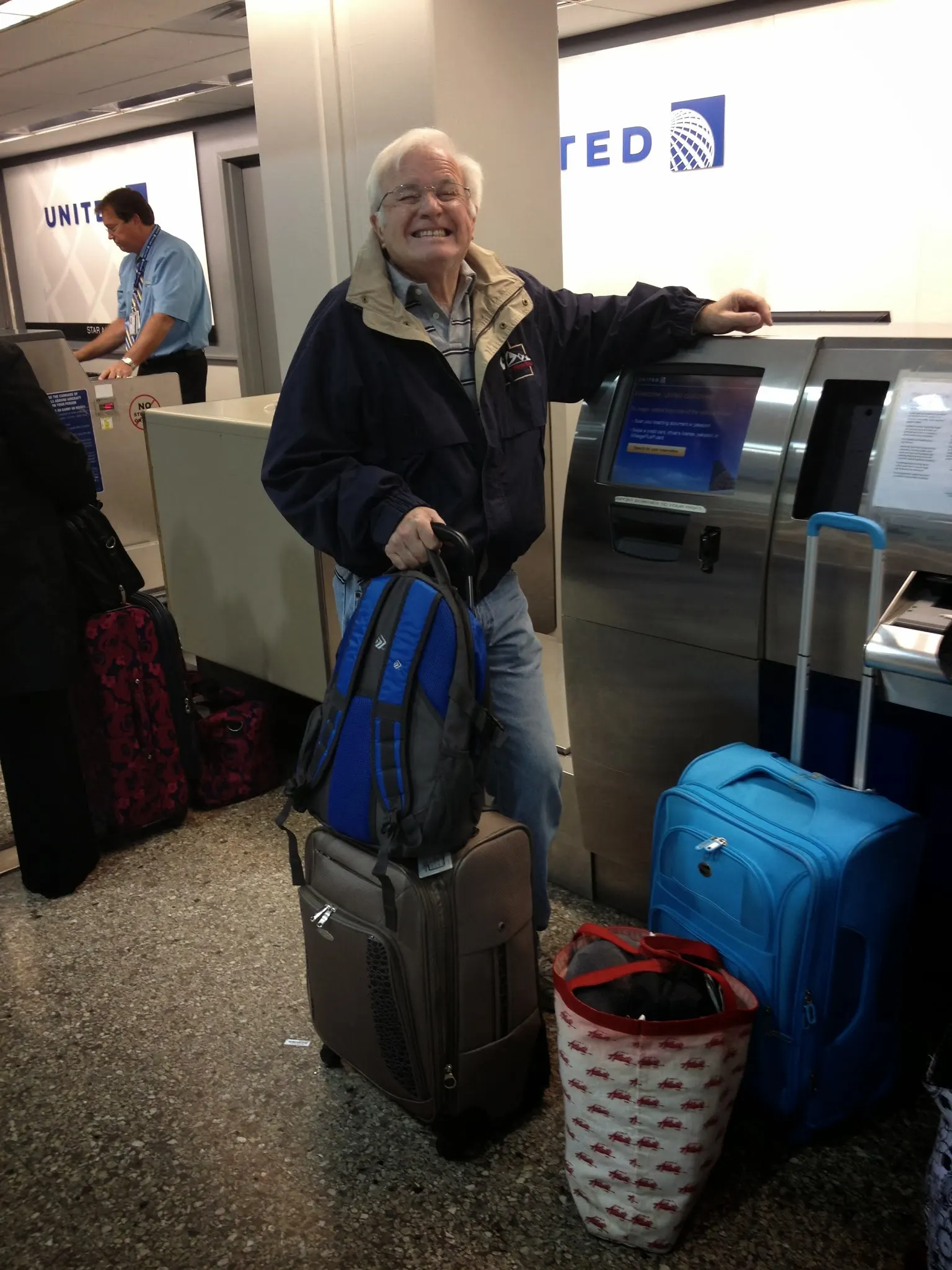 An excited traveler.....