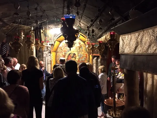 This is looking from the back of the cave to the place where Jesus was born...they think.
