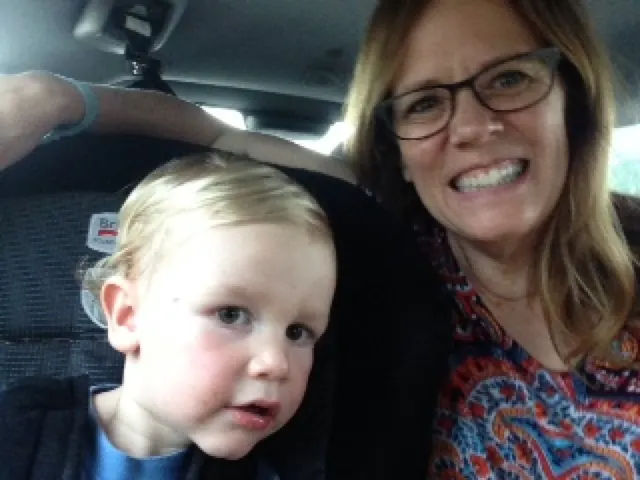 Lucas and I in the backseat.