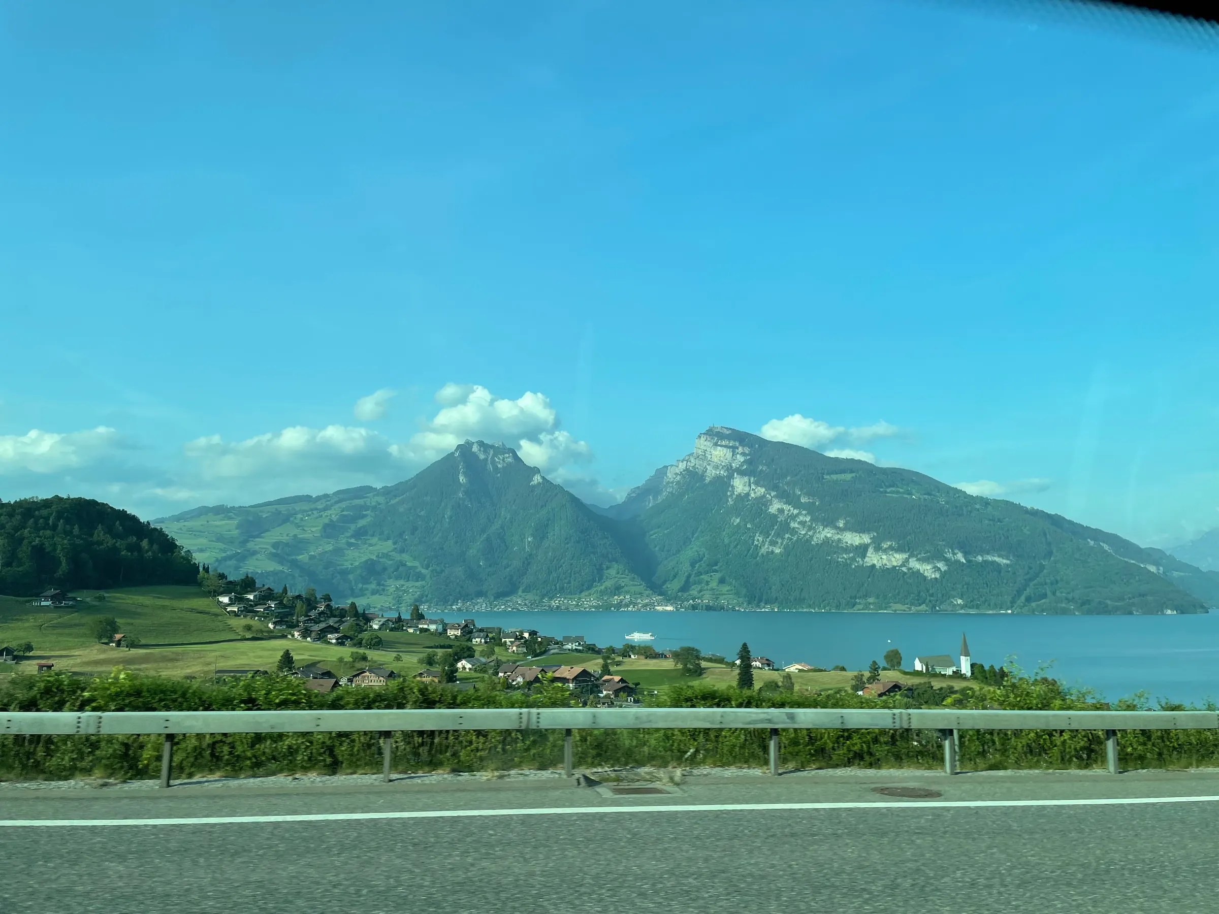 Denise snapped this shot as we were coming into the Interlaken area. This is looking away from the Alps which are behind us I believe.