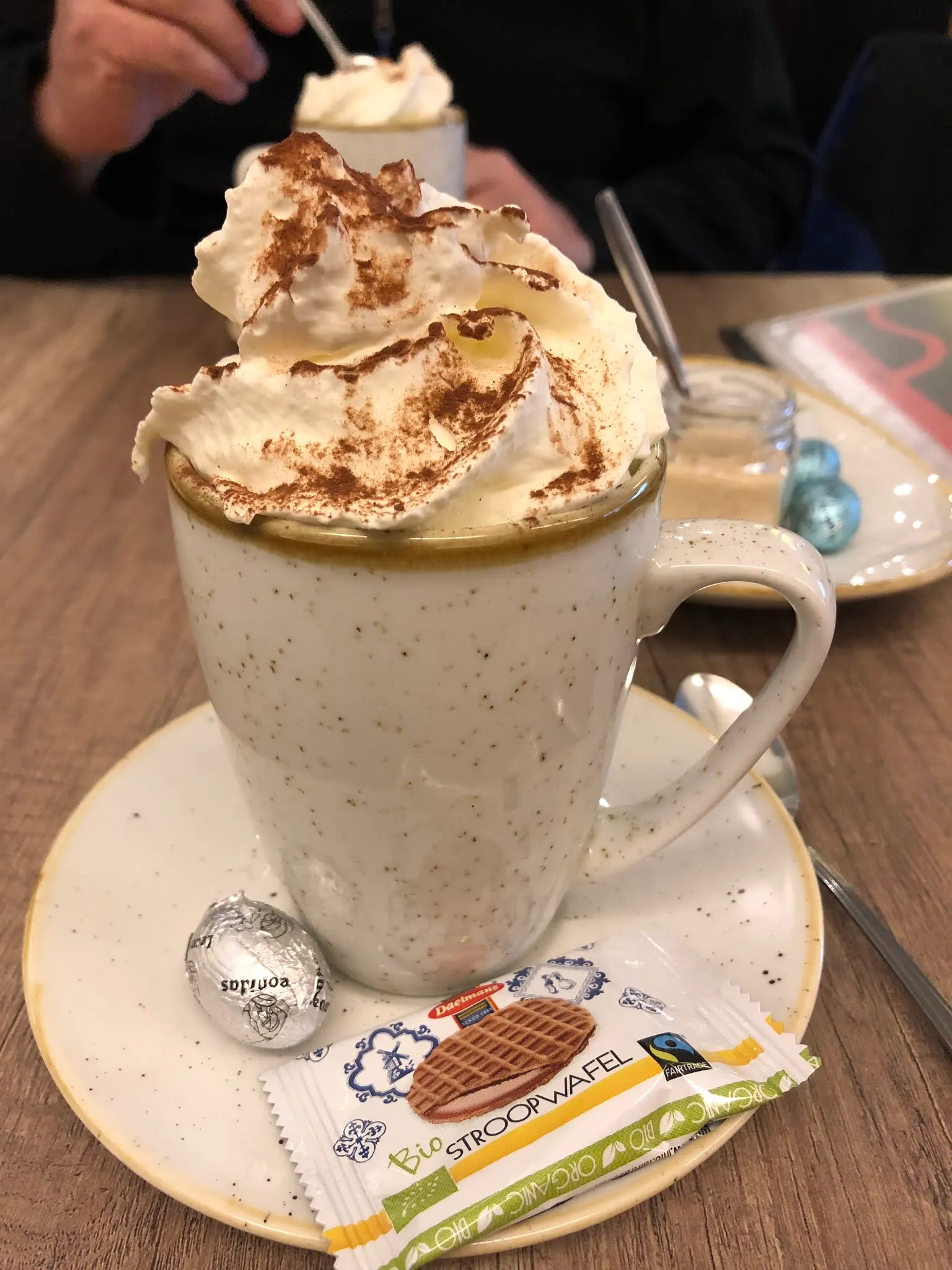 Our morning alcohol...Hot Chocolate with Whipping Cream.