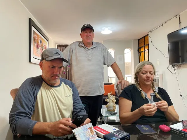 Covid testing in the BnB near the Lima airport….with me looking over their shoulders. We did ours on the floating island.