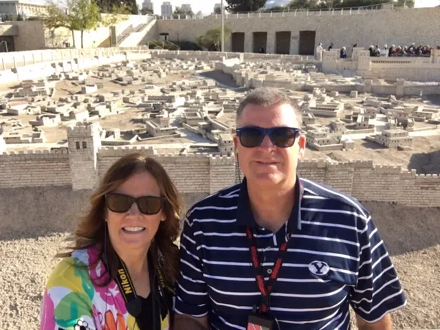 Denise and I with the replica behind us....it was pretty detailed and neat.