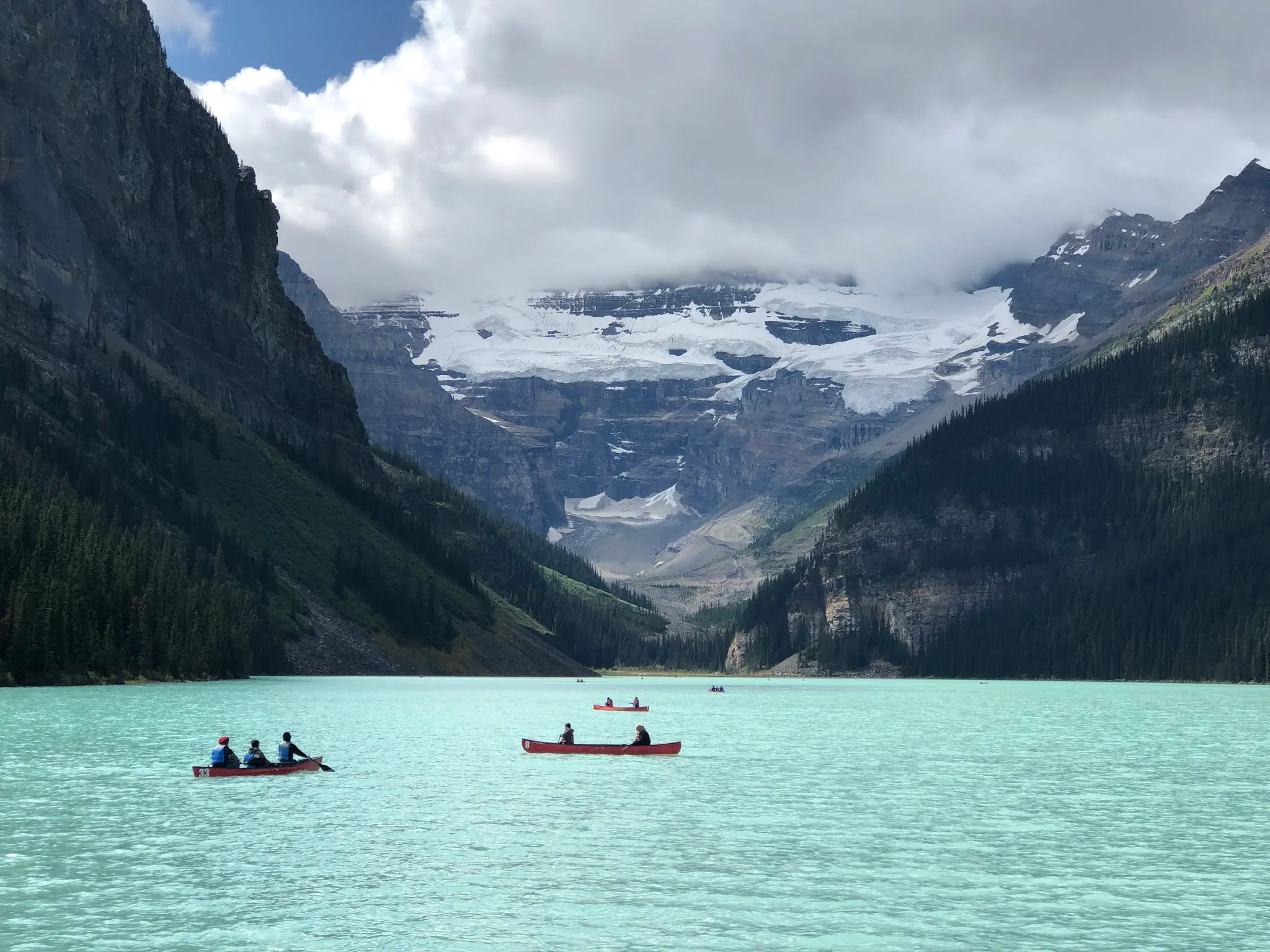 Canoeing Lake Louise...not us though.