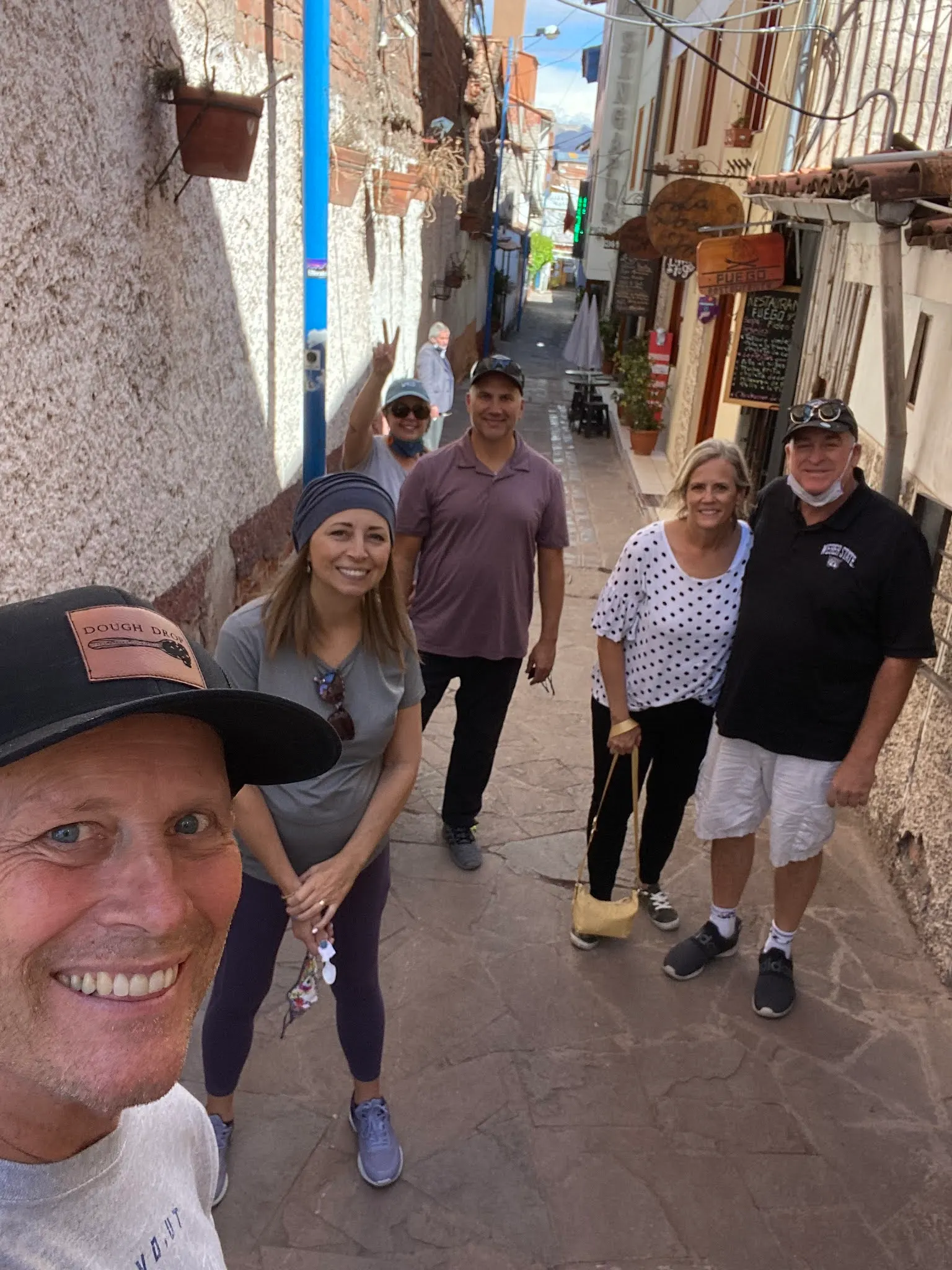 The group in one of the many alley ways that make up the historic part of town.
