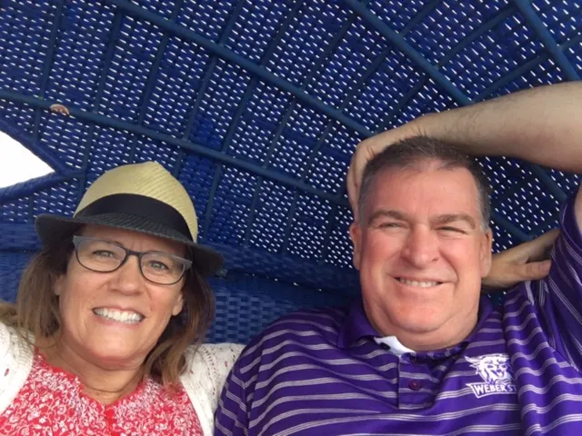 Denise and I in a cabana....