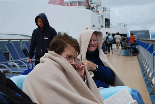 Dale and Julee keeping warm....