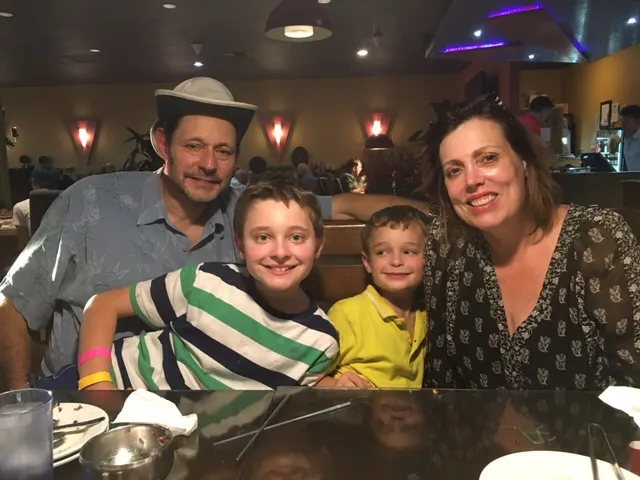 The whole Krinsky gang having Korean food.....