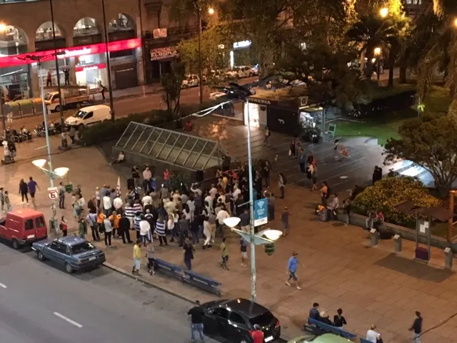 The political rally in the plaza below....
