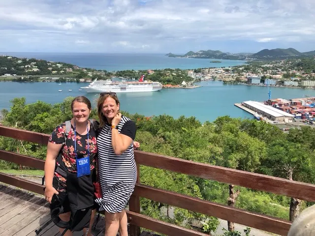 Since I did not go on this tour, I cannot comment on every picture. But the islanders were Karlie, Cassidy, Mike, and Denise....and oh yes....Atticus. You can obviously see our boat in the background in the port of call. Pretty setting it is.