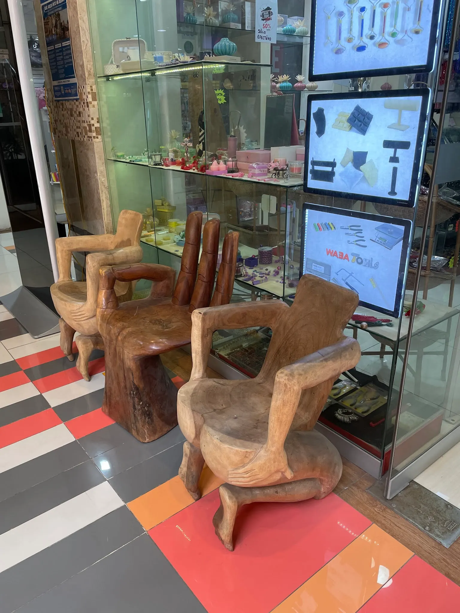 If you look closely, one of the chairs looks like a ‘butt’ chair. We found that funny.