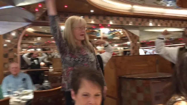Nadine shaking a leg with our server last night....