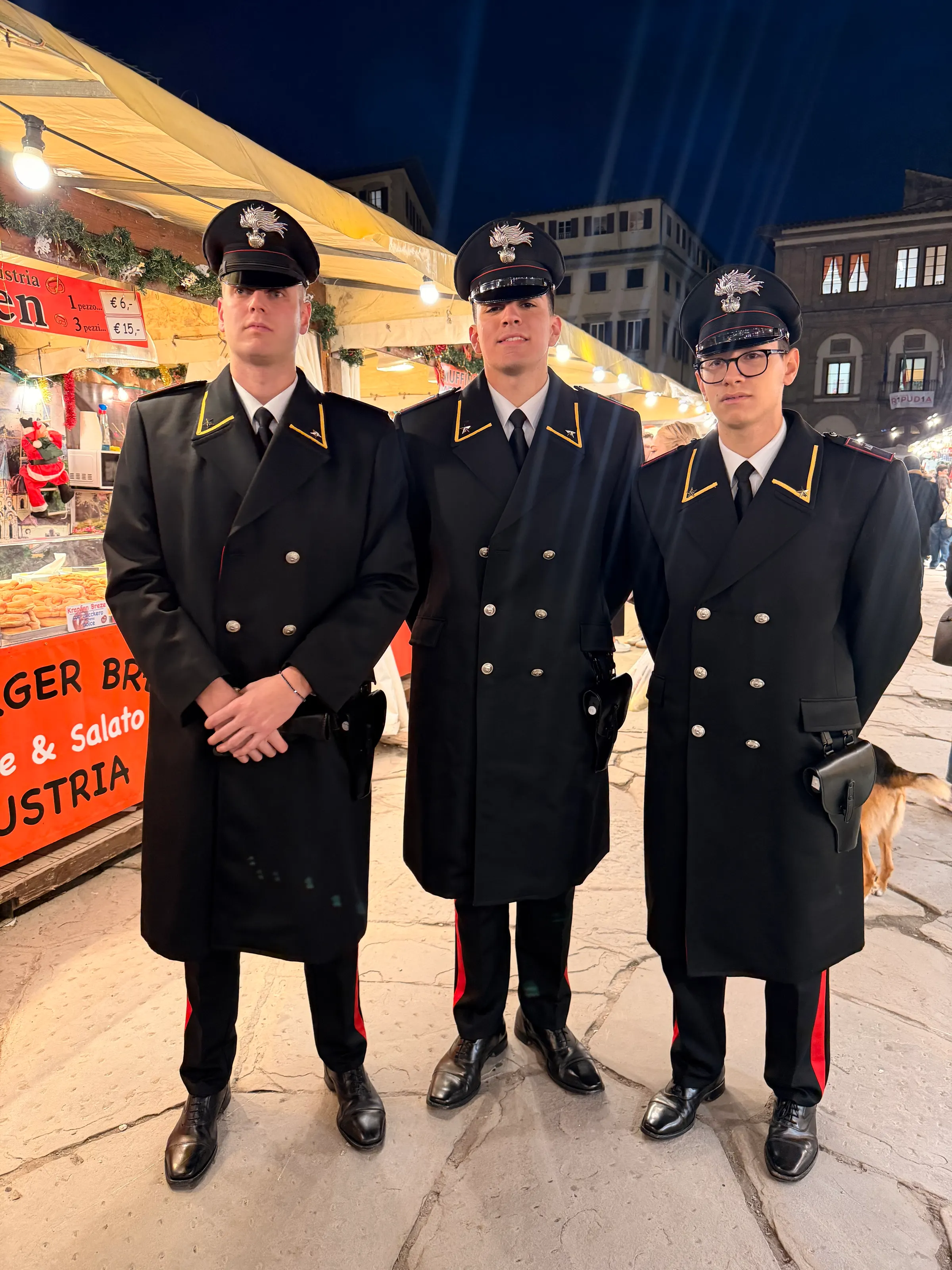 We stopped these 3 military guys. They looked sharp in their uniforms.