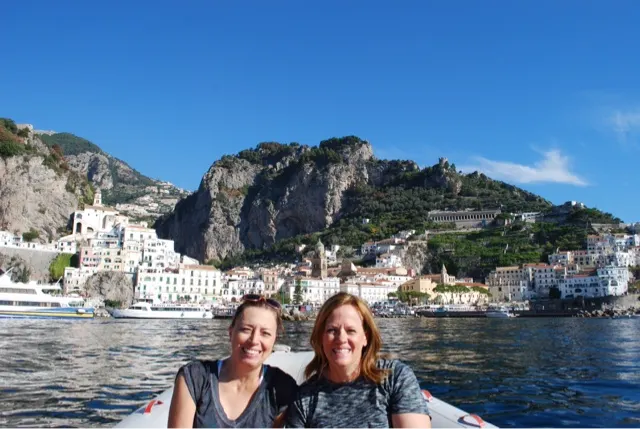 Happy boaters as we leave Amalfi....