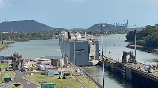 Hasta la vista boat! It is off on its journey in the Pacific. This boat is transporting cars from Europe apparently. That is what I overheard a Guide tell someone.
