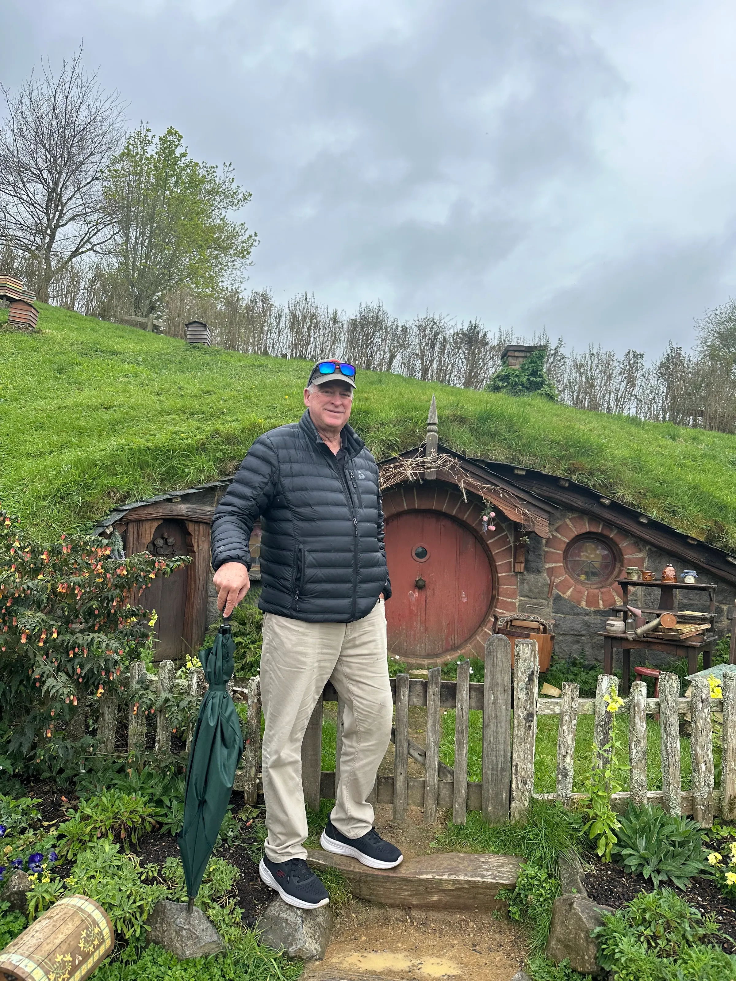 As you exit, because people complained that they never got to go into a hobbit hole, they created two holes that people could go into and admire. They are fairly new but beautifully constructed inside. I had to watch my head everywhere I turned.