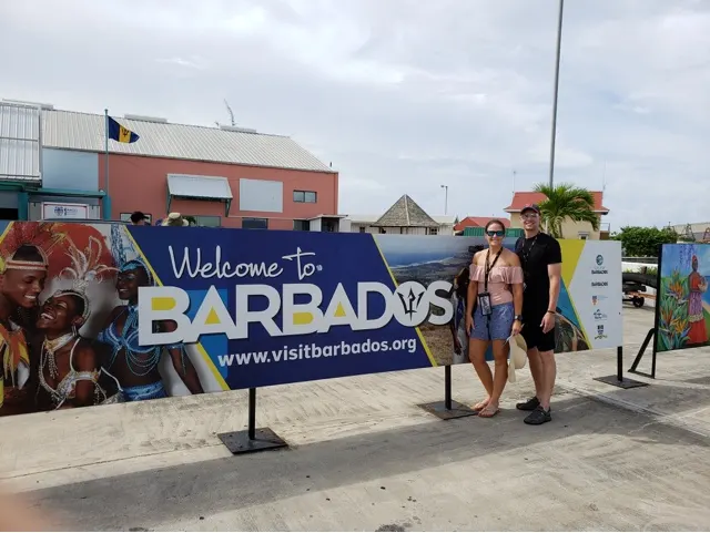 Disembarking in Barbados....