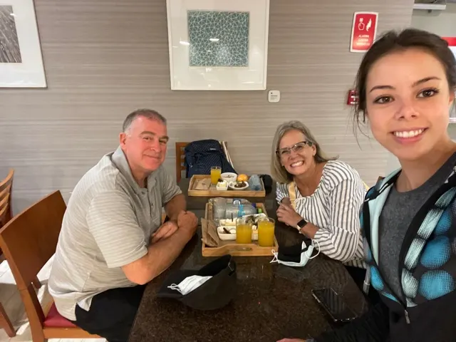 This was our ‘snack’ in the VIP lounge (Priority Pass) in the Lima airport. The cute young gal is Jillian who was on our flight and spent the evening with us all at the BnB we had rented. Scott\Michelle and Marc\Heidi were not flying until 5:45 AM and they wanted to get some sleep…so they rented a BnB near the airport for $50.