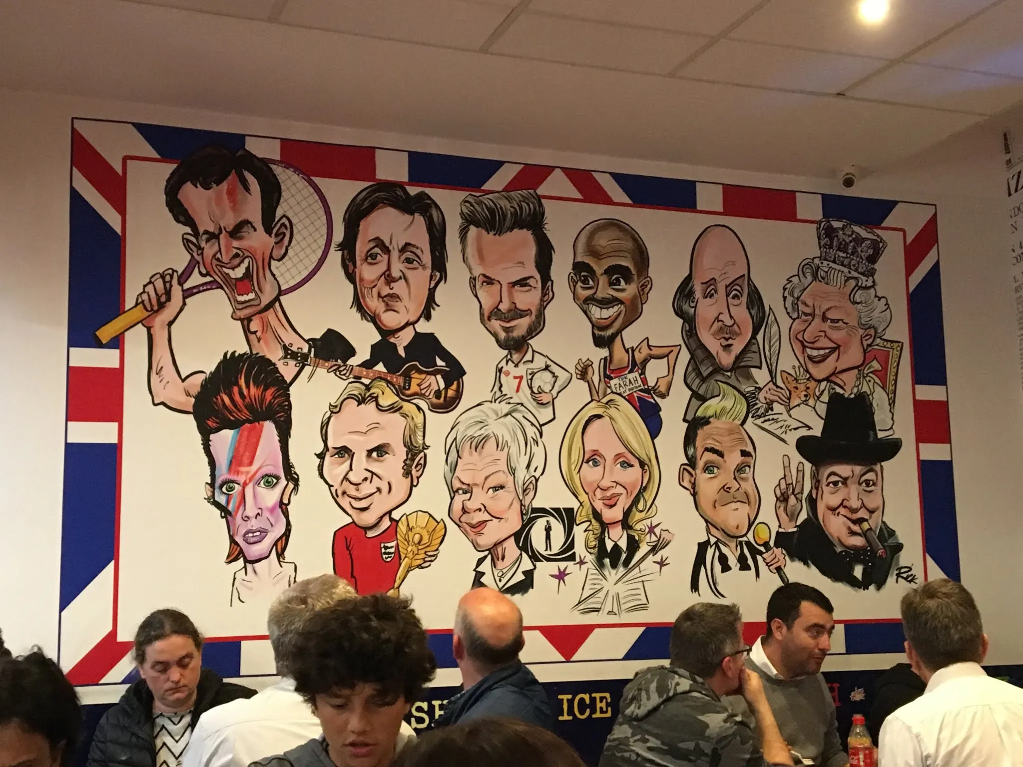 Some pictures that I actually took. This was in the ‘hot dog’ place. See if you recognize all the faces.