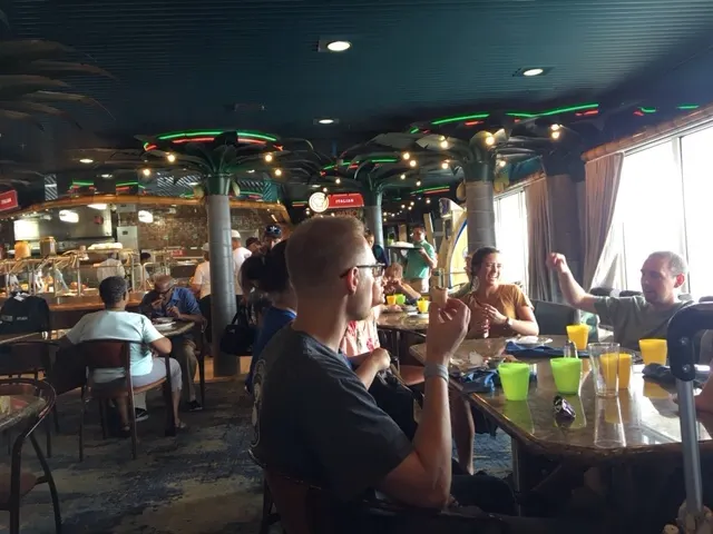 Finally on board feeding our faces at the buffet...
