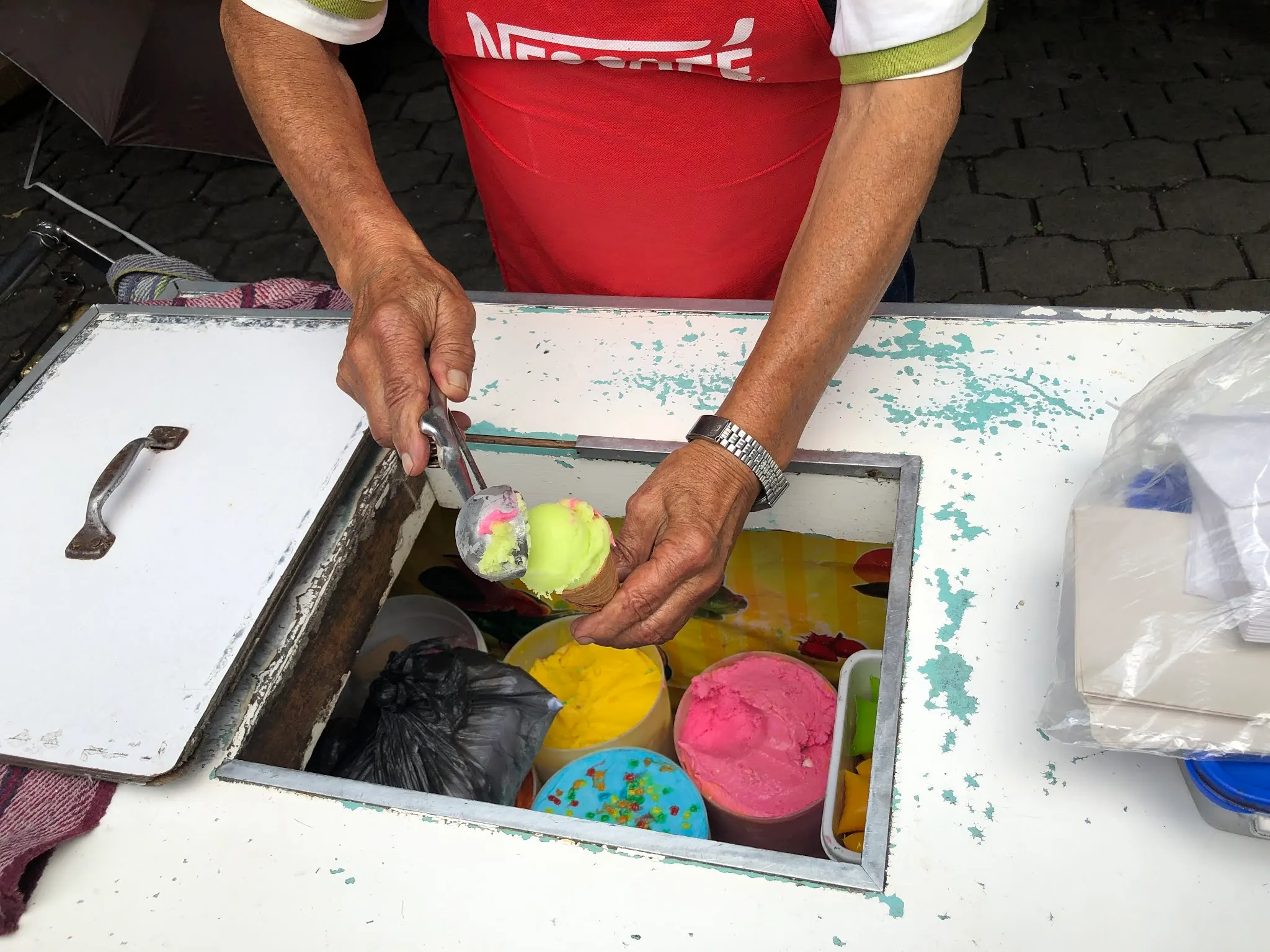 Helado (Ice Cream) at a small stand....