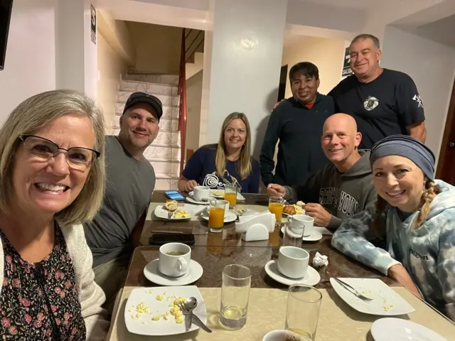 Our breakfast in MP Pueblo at the Picos House. Carlos is by me. He was a great host. We had a great time in MP Pueblo.