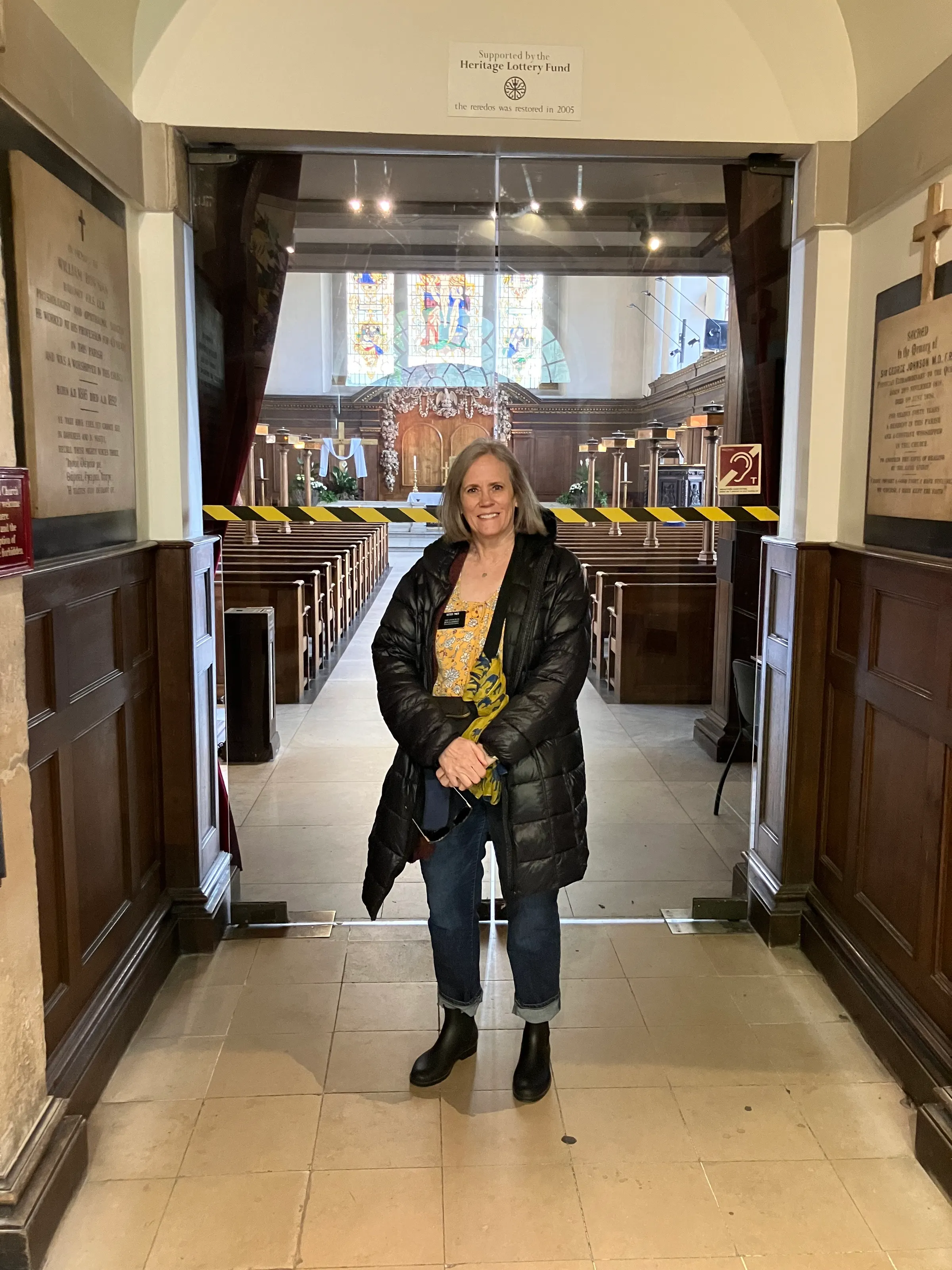 I believe this is St James Piccadilly, a church where some of Denise’s ancestors were once buried. Their remains have been removed and moved elsewhere. They had no idea where they might be today. But it was fun going here and being on the site where they once were. There was also a very nice food court just outside the door here where we got some nice food for lunch.