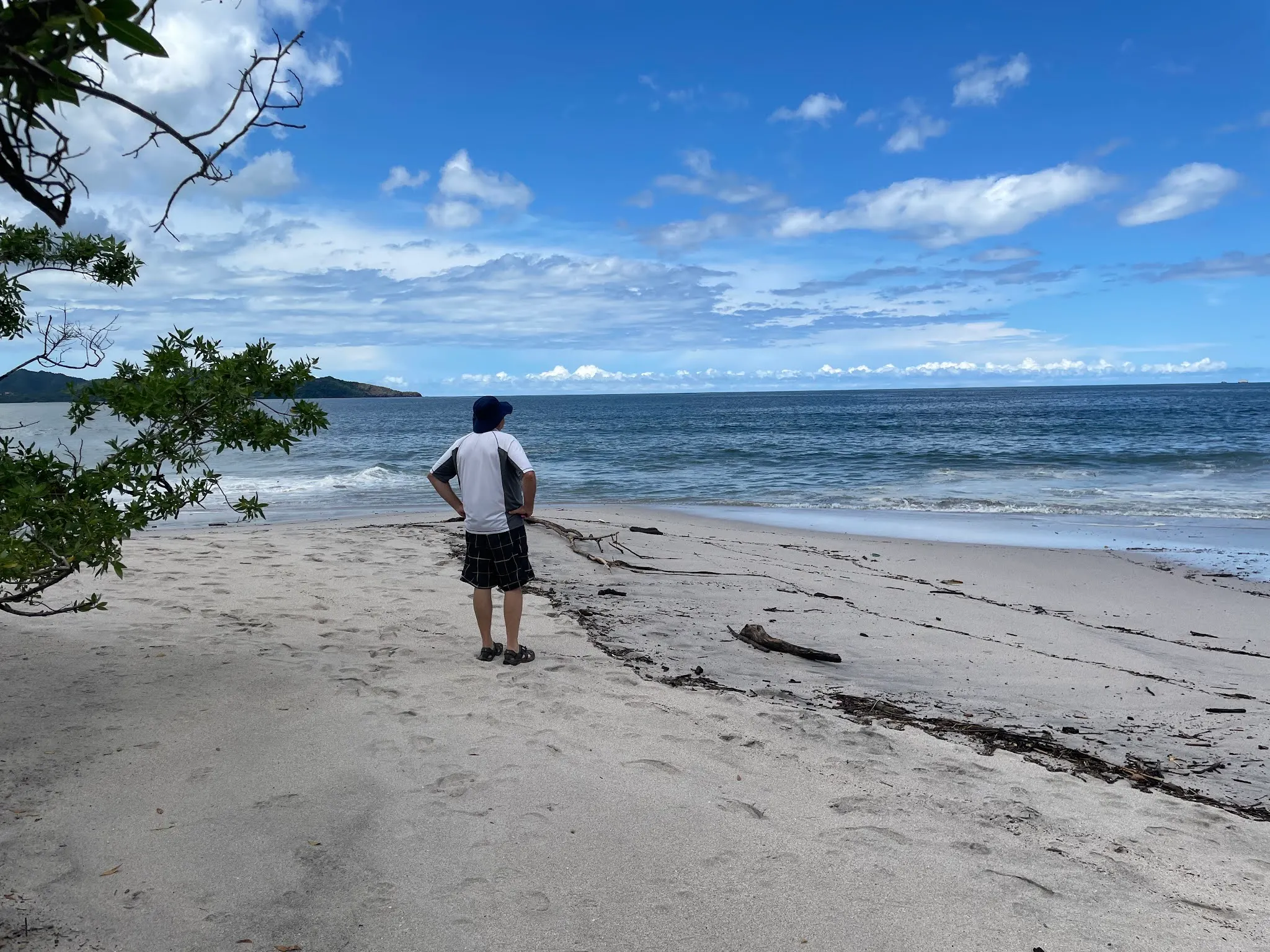 A man wondering why the sea was not treating him very well!