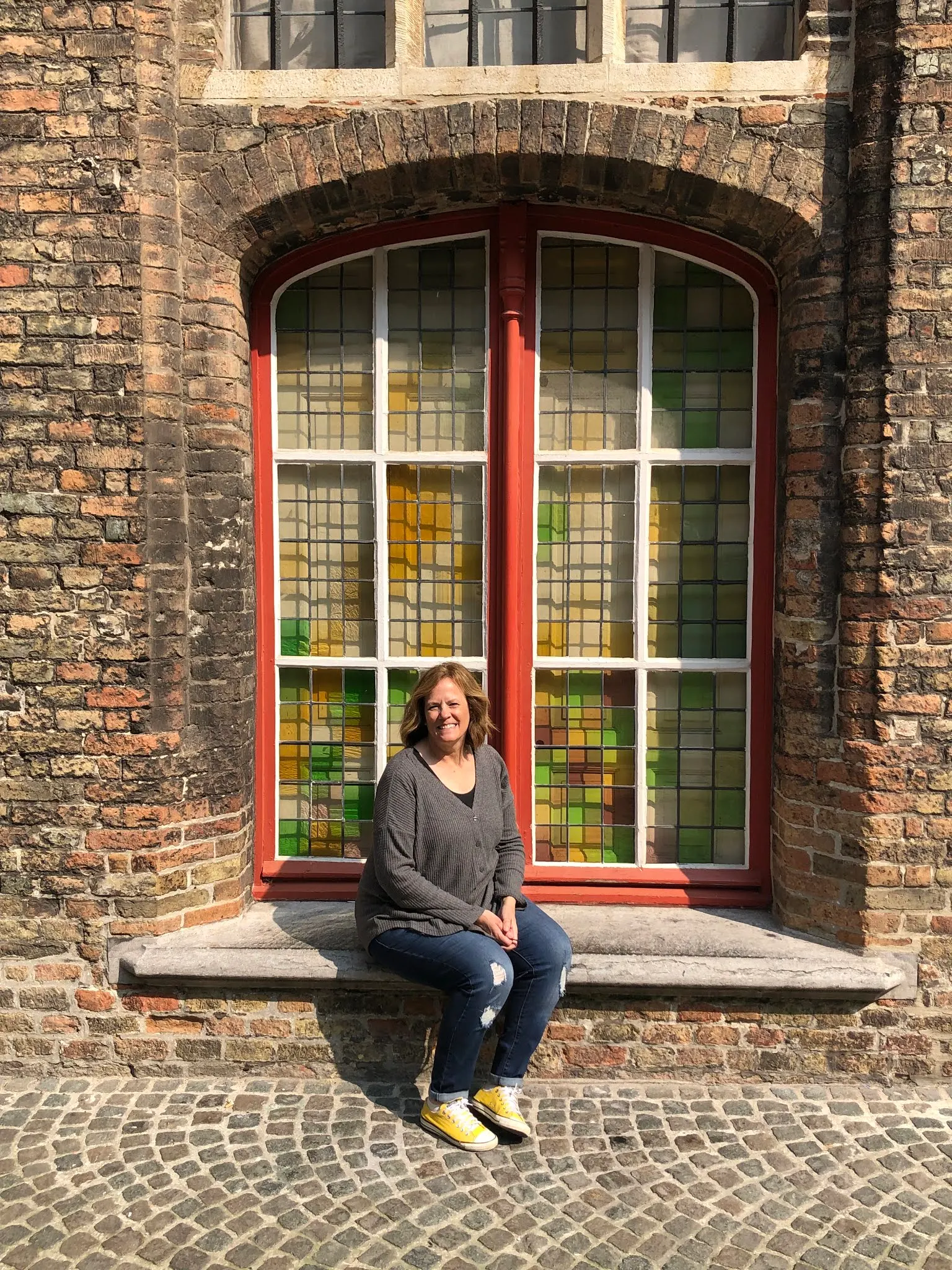 Yellow windows in Bruges.