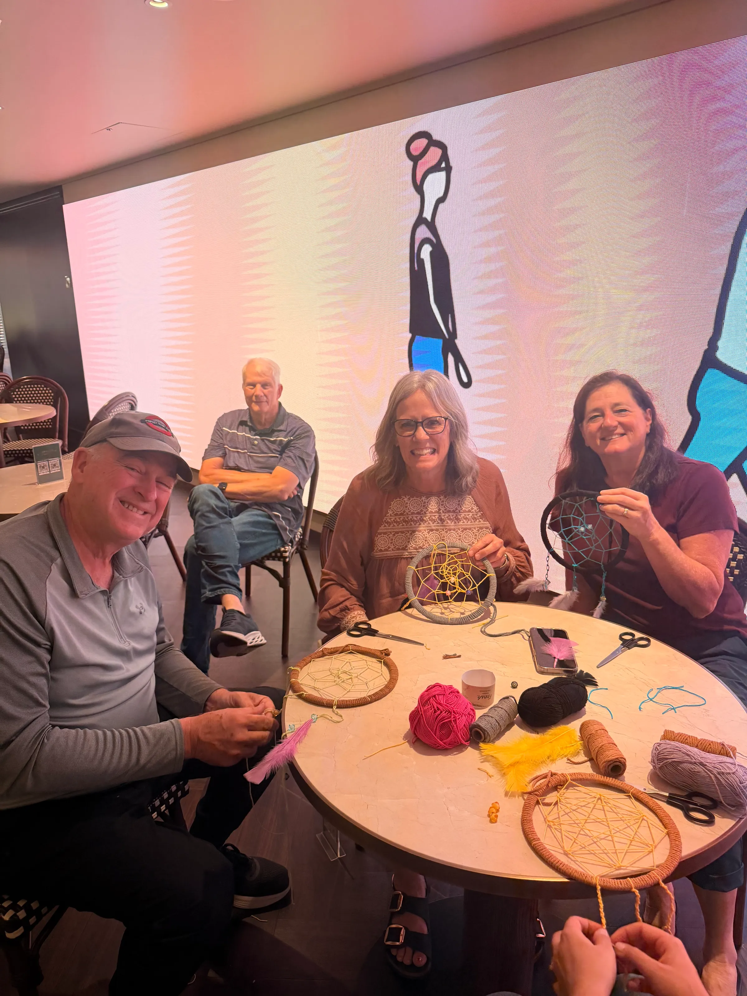 Dreamcatcher makers…except that guy sitting in the back. He was our supervisor in the end. We had a lot of fun doing this.