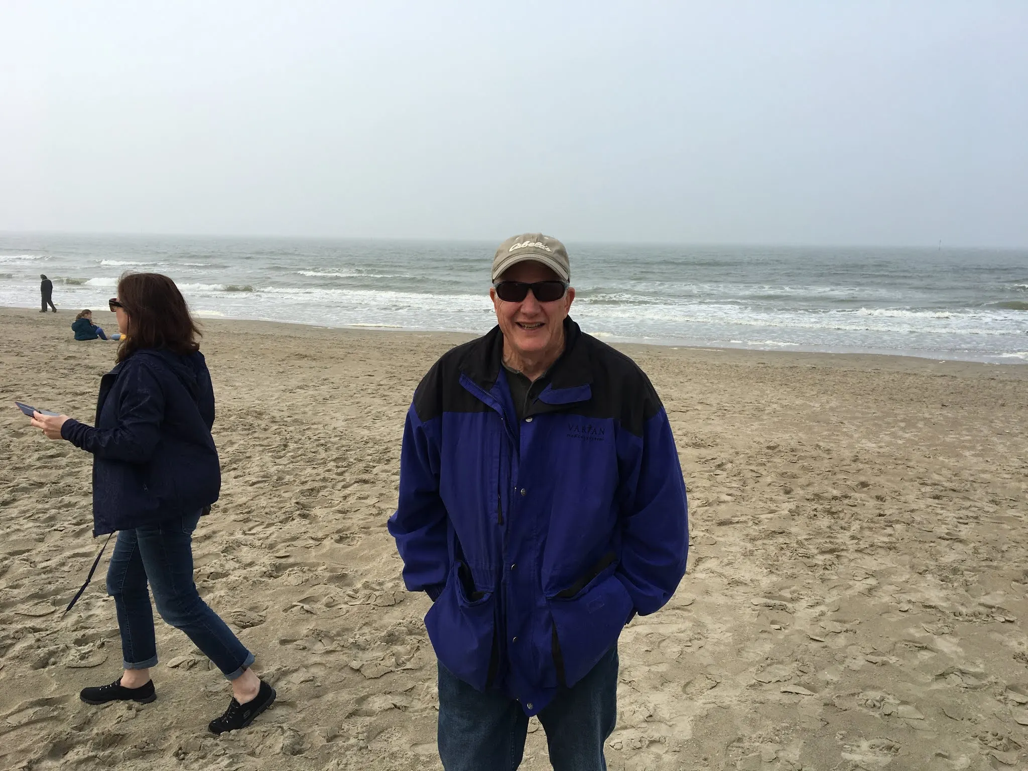 Happy man on the beach at Dunkirk.