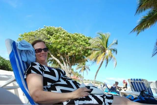 Denise enjoying a nice day on the beach......