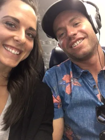 Dustin & Kerri on their way....Dustin only uses one earphone...not sure why! :-)